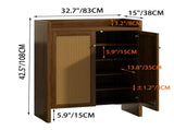 42.5" Tall Rattan Shoe Cabinet with Doors, 6-Tier Wooden Freestanding Shoe Storage Organizer with 98014066