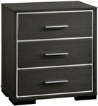 ZUN 1x Nightstand Solid wood Warm Gray Sleek Modern Lines Chrome Trim Insert Contemporary Bedroom HS11CM7589N-ID-AHD