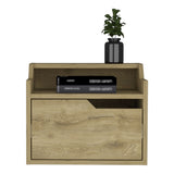 Floating Nightstand, Modern Dual-Tier Design with Spacious Single Drawer Storage, Macadamia B097P199741