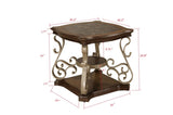 End table, marble paper top, MDF with brich middle shelf, powder coat finish metal legs. W1708135330
