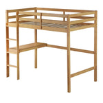 ZUN Twin High Loft Bed, Rubber Wood Loft Bed with Safety Guardrail, built-in desk, ladder,White Oak 64025790