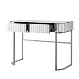 ZUN 39" Mirrored Makeup Vanity Table with Stainless Steel Base, Mirrored Console Dressing Table with 2 75032904