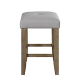 Transitional Counter Height Stools Set of 2pc, Oak Finish and Gray Synthetic Leather Seat Wooden B2741P327429