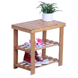 ZUN 2- Tier Bamboo Shoe Bench Rack Shoe Storage W2181P162551