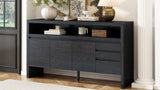 U_Style 60" 3-Door Sideboard with 3 Drawers - Modern Solid Ash Veneer MDF Sideboard, Semi-Open Shelf N711P289141B