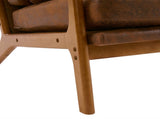 High Back Solid Wood Armrest Backrest Iron Frame Bronzing Cloth Indoor Leisure Chair Orange 41128051