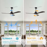 ZUN 52" Ceiling Fan with Lights Remote Control,Quiet DC Motor 3 Blade Ceiling Fans 6 Speed 33259827