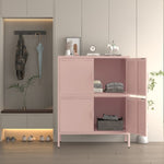 ZUN 4 Door Metal Accent Storage Cabinet for Home Office,School,Garage pink 39015106