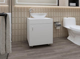 White Bathroom Vanity with Integrated Sink and Faucet B062P303928