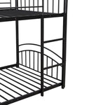 ZUN Twin Over Twin Metal Bunk Bed With Slide,Kids House Bed Black+Red 88600955