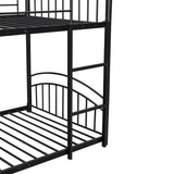 ZUN Twin Over Twin Metal Bunk Bed With Slide,Kids House Bed Black+Red 88600955