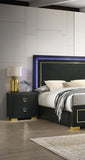 Gorgeous Black 1pc Nightstand Square Pull Handle Metal Legs Bedside Table Bedroom Furniture B011P326195