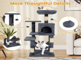 44" Multi-Level Cat Tree with Spacious Top Perch, 2-Door Condo & Hammock for Indoor Cats -Gray 97226898