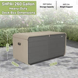 260 Gallon Plastic Deck Box, Large Patio Storage Box with Lock, Wheels & Waterproof Lid for Outdoor W1859P325841