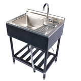 23.8 Stainless Steel Utility Sink Laundry Tub Sink with Cold and Hot Water Faucet for Laundry Room 07673887
