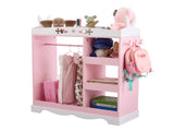 Pink MDF Particleboard Children's Wardrobe with 1 Mirror, 3 Shelves, and 1 Clothes Rod Rabbit Ear 01926988