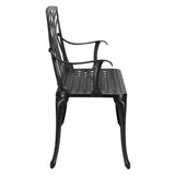 ZUN 38in Outdoor Orchid Back Aluminum Bench Black 43199570