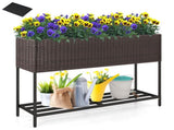 Brown PE Rattan Elevated Planter with Lower Shelf, 101.630.4871.12cm Raised Garden Bed with 77042175