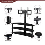 ZUN Black Multi-function TV Stand Height Adjustable Bracket Swivel 3-Tier 32486267