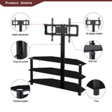 Black Multi-function TV Stand Height Adjustable Bracket Swivel 3-Tier 32486267