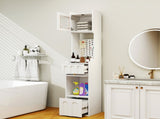 70.87" H Tall Bathroom Storage Cabinet with 1 Doors and 2 Drawer, Narrow Storage Unit, Floor Cabinet W331P298183
