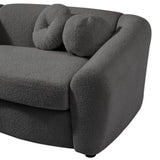 ZUN 87.7" Modern Curved Sofa, Back Upholstered Couch with 5 Decorative Throw Pillows, Teddy Fabric Couch 82719769