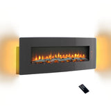 48 inch Curved Front Wall Mounted Electric Fireplace with remote and multi color flame & emberbed W1769P199008