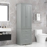 ZUN Tall Storage Cabinet with Three Drawers for Bathroom/Office, Grey WF299282AAE