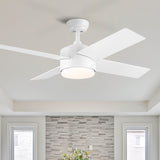 44 In Intergrated LED Ceiling Fan Lighting with White ABS Blade W1367P182803