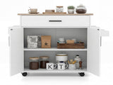 41.5" Rolling Kitchen Island Cart with Storage, White Kitchen Cart with Drawer Cabinet, Spice Rack 46052870