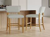 Barstools With rivet decoration set of 2 , wood Frame,fabric Sponge cushion and Upholstered N780P366607N