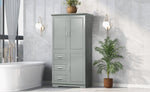 ZUN Tall and Wide Storage Cabinet with Doors for Bathroom/Office, Three Drawers, Grey WF299285AAG