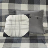 7 Piece Herringbone Comforter Set Grey Cal King B03597010