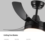 ZUN YUHAO 42-Inch 3-Blade Matte Black DC Motor Modern Contemporary LED Ceiling Fan-42 x 42 x 10.34 W1367P183809