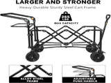 Collapsible Wagon Heavy Duty Folding Wagon Cart with Removable Canopy, 4" Wide Large All Terrain 78632388