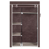 64" Portable Closet Storage Organizer Wardrobe Clothes Rack with Shelves Dark Brown 40344709