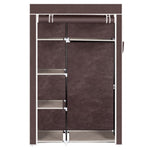 ZUN 64" Portable Closet Storage Organizer Wardrobe Clothes Rack with Shelves Dark Brown 40344709