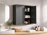 Black Modern Wall-Mounted Bathroom Cabinet with 2 Doors & 2 Adjustable Shelves 42742667