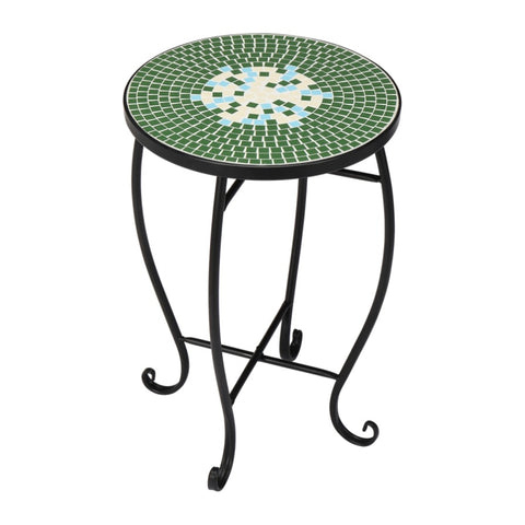 ZUN Mosaic Round Terrace Bistro Table Green Flowers Mosaic 27524992