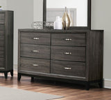 Contemporary Design 1pc 6-Drawers Dresser Gray Finish Polished Hardware Wooden Bedroom Furniture B011P144751