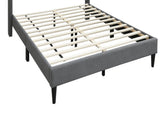 Elegant Modern Gray Brushed Linen 1pc Queen Size Bed Upholstered Box Design Headboard Bedframe B011P238938