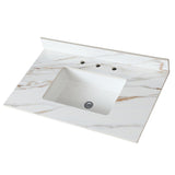 37 Inch Marble Vanity Top, Bathroom Vanity Top with Undermount Rectangular Middle Sink and 4" Height 71886302