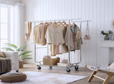 Double Clothing Garment with Shelves Capacity 800lbs Clothings on Wheels Rolling Clothes 27649817