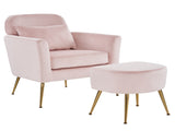 Half Disassembled Single Chair With Gold Feet And Pedals Flannelette Indoor Leisure Chair Pink 19870933