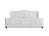 Marcella Upholstered Shelter Headboard Bed Set, King, Bright White Polyester B2719P238227