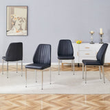 Set of Four Black PU Comfort Dining Chairs .Dining chair with extended backrest,BLACK W1151P167544