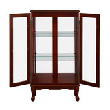 ZUN Curio Cabinet Lighted Curio Diapaly Cabinet with Adjustable Shelves and Mirrored Back Panel, W169392181