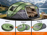4 Person Pop Up Tent for Camping, Waterproof Instant Family Tent with Front Awning, Automatic Tent 88356143