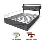 LED Queen Bed Frame, Storage Headboard with Charging Station, Solid and Stable, Noise Free, No Box W2129P262891