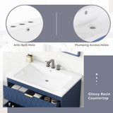 ZUN 30'' Wall Mounted Bathroom Vanity with Resin Sink,Floating Bathroom Storage Cabinet with 2 Drawers, 43074793